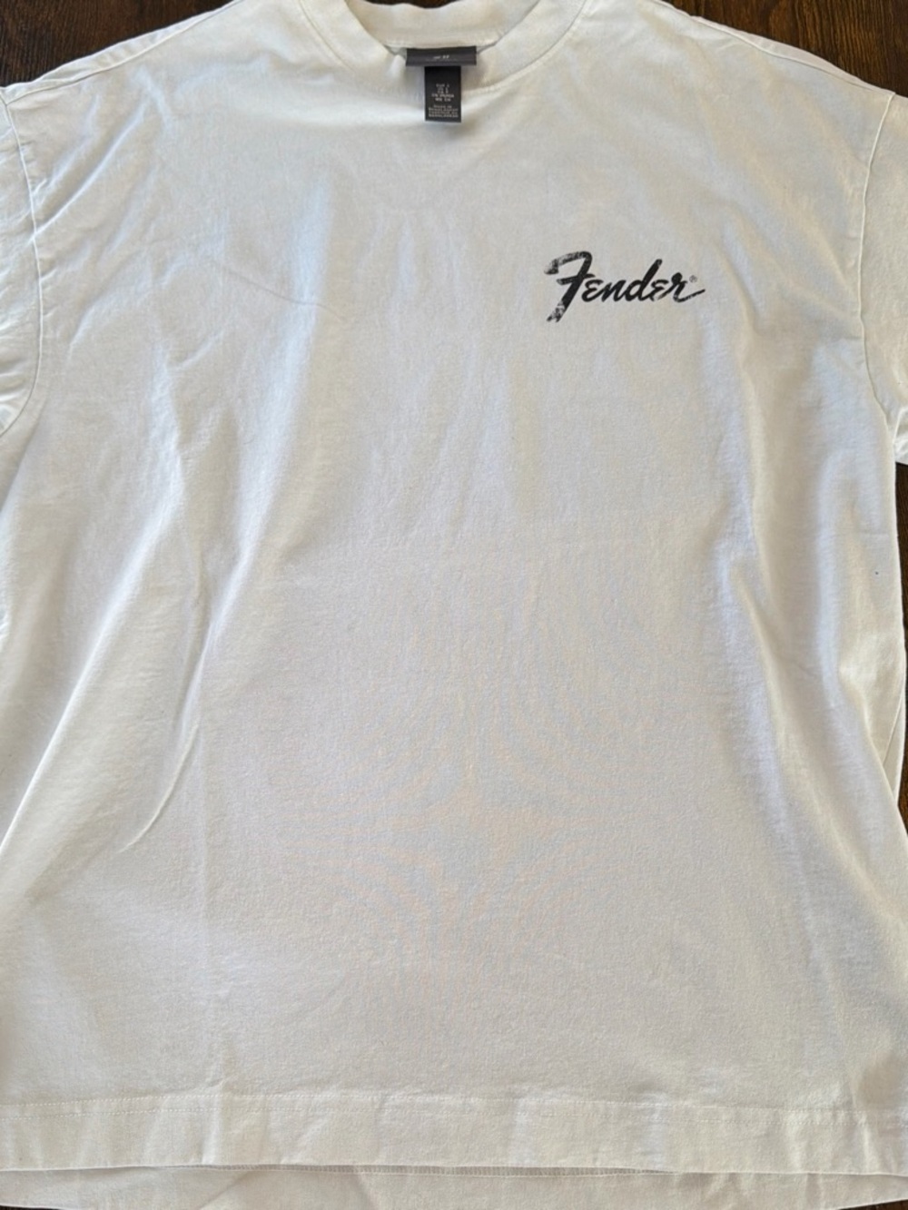 Fender White Short Sleeve T-Shirt with Black Logo